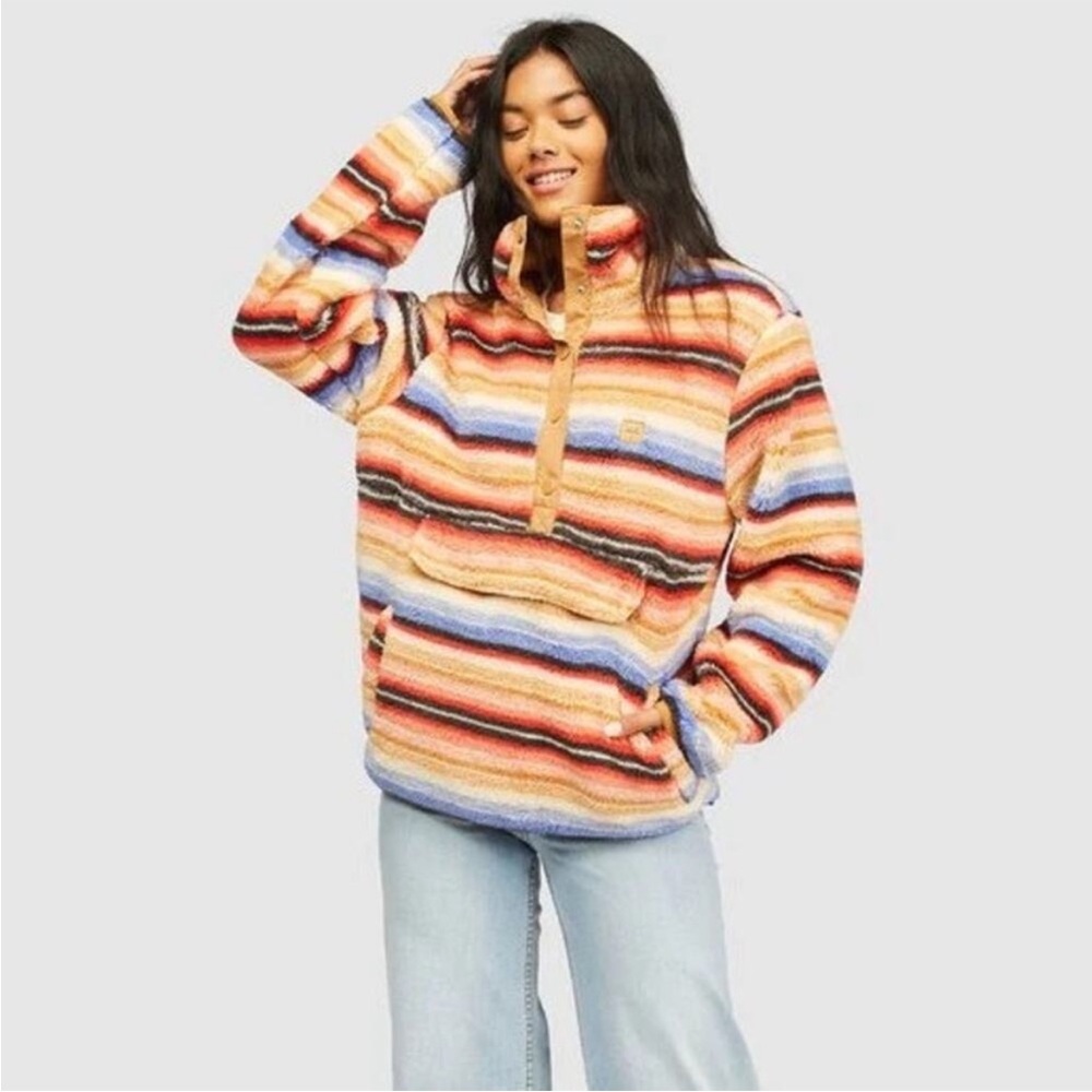 Billabong Switchback Multicolor Striped Fleece Pu… - image 2